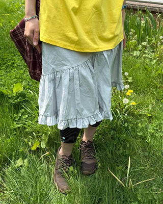 Asymmetrical ruffled midi skirt