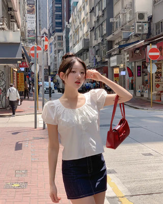 Cotton Ribbon Shirring Blouse