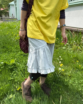 Asymmetrical ruffled midi skirt