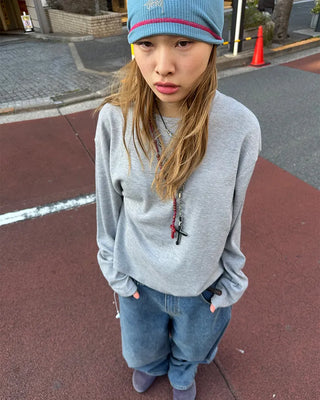 (Unisex) Semi-Cropped Waffle Long Sleeve Cut and Sewn