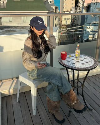 Whisker Wash Point Wide Denim Pants