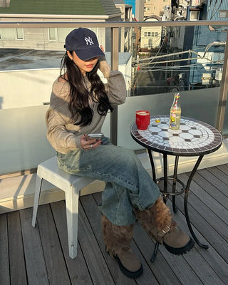 Slash Off-Shoulder High-Gauge Long Knit
