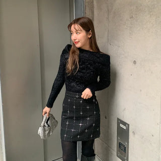Mohair off-shoulder knit