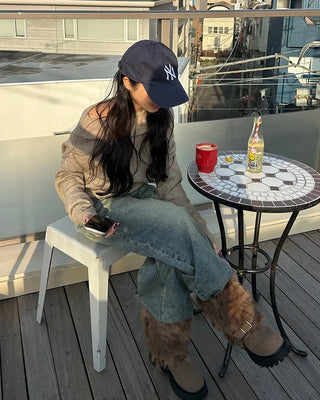 Slash Off-Shoulder High-Gauge Long Knit