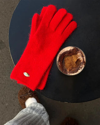 Angora colored gloves