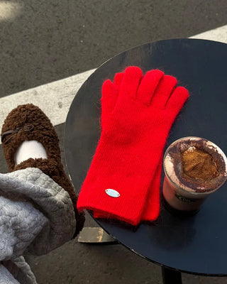 Angora colored gloves