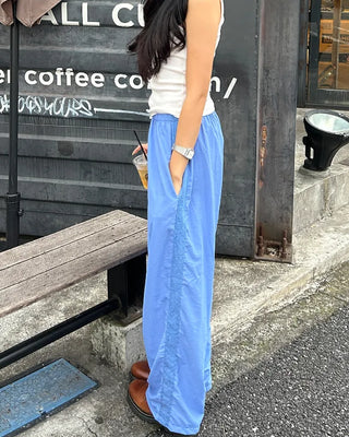 Side Lace Line Nylon Easy Pants