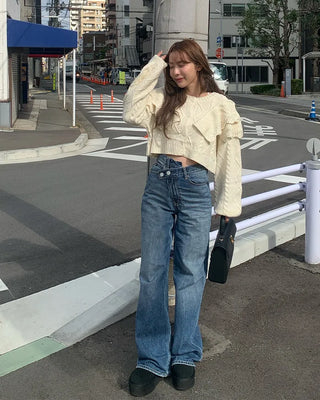 Frill knit crop cardigan