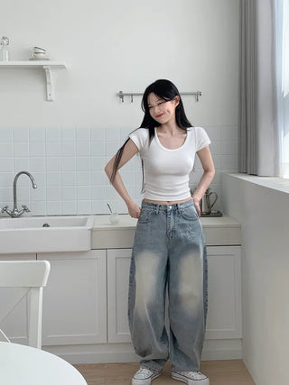 Balloon Wash Denim Pants