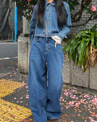 Cropped denim shirt jacket