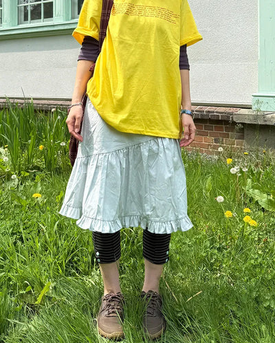 Asymmetrical ruffled midi skirt