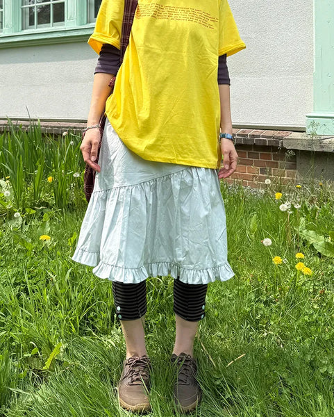 Asymmetrical ruffled midi skirt