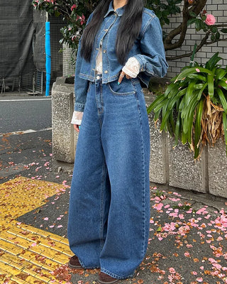 Cropped denim shirt jacket