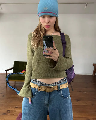 Mohair Mix Long Flare Sleeve Knit