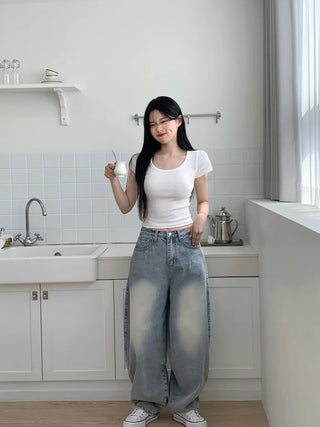 Balloon Wash Denim Pants