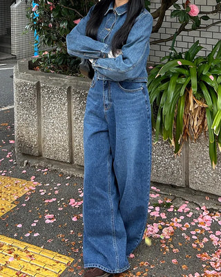 Cropped denim shirt jacket