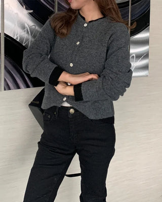 Layered Bicolor Round Cardigan