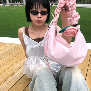 Ribbon Shirring Shoulder Bag