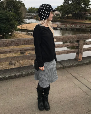 Knit lace midi skirt