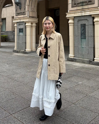 Square pocket single half trench coat