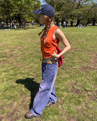 (ORIGINAL) Loose-fit denim pants (purple)