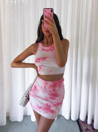 Kiele Tie Dye Mini Skirt Pink