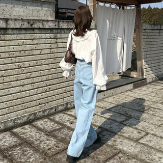 Basic semi-wide fit denim pants