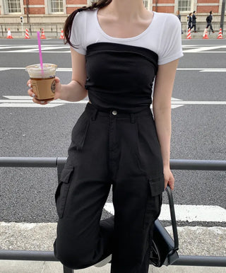 [Scarf set] Shirred tube top (4 colors)