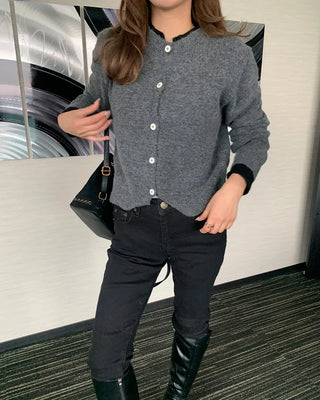 Layered Bicolor Round Cardigan