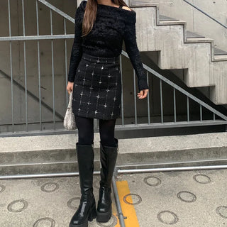 Mohair off-shoulder knit