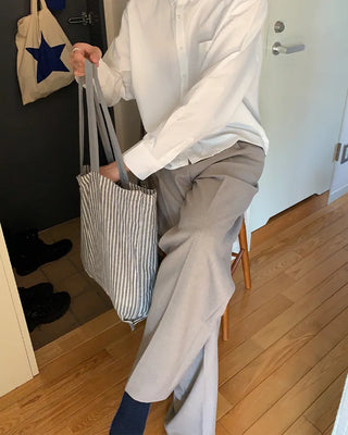 Long wide back banding slacks