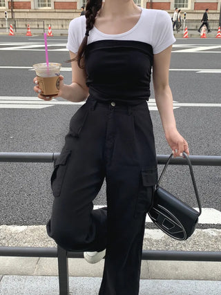 [Scarf set] Shirred tube top (4 colors)