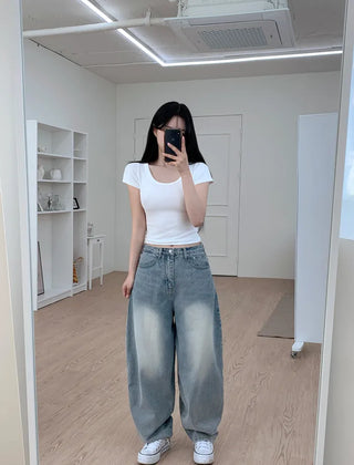 Balloon Wash Denim Pants