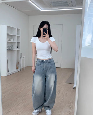 Balloon Wash Denim Pants