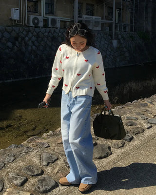 Whiskered Wash Wide Denim Pants