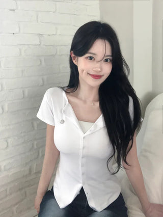 Pendant short-sleeved cardigan