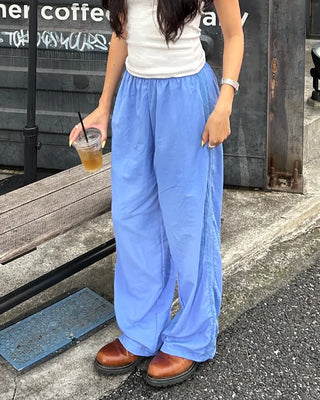 Side Lace Line Nylon Easy Pants