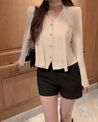 Tie jacket & blouse set