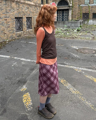 Vintage check midi skirt