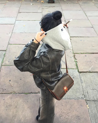 Vintage Washed Flap Pocket Leather Blouson