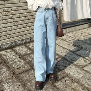 Basic semi-wide fit denim pants