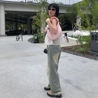 Vintage Wash Wide Denim Pants