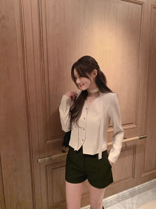 Tie jacket & blouse set