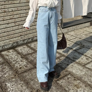 Basic semi-wide fit denim pants
