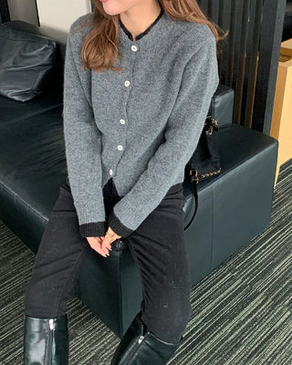 Layered Bicolor Round Cardigan
