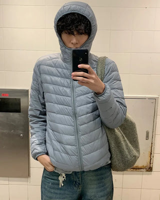 Hooded lightweight down jacket