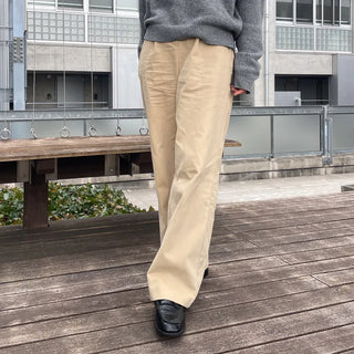 Brushed-back cotton pleated pants