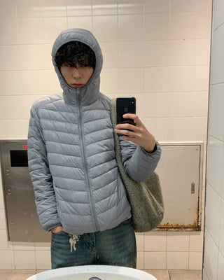 Hooded lightweight down jacket