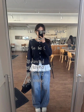 Pleated washed denim pants