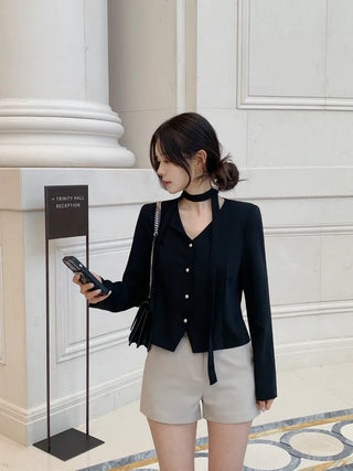 Tie jacket & blouse set